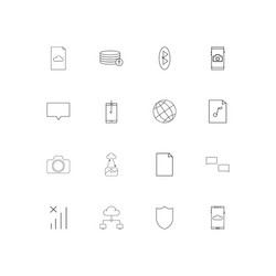 network and database linear thin icons set vector image