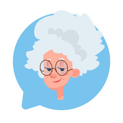 Profile icon senior female head in chat bubble vector