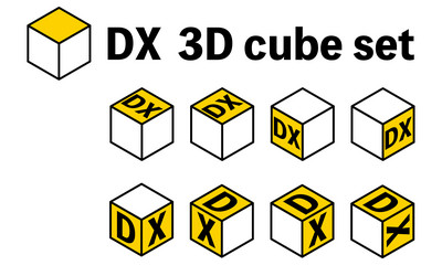 Dx and simple cube set title heading vector