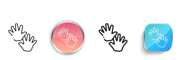 hand print icon thin linear regular and button vector image