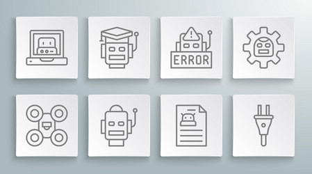 set line drone robot technical specification vector image