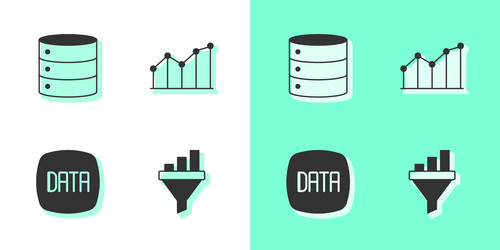 set sales funnel with chart server data analysis vector image