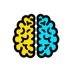 Color icon of human brain in black and white vector