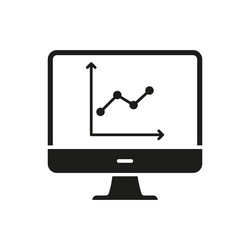computer monitor with graph solid icon data vector image