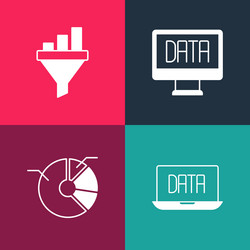 Set pop art data analysis pie chart infographic vector