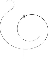 Sewing needle and thread in the shape of a heart Vector Image