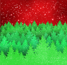 Winter Forest Red and Green Vector Image