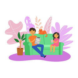 Family game gadgets fun people happy nearby vector