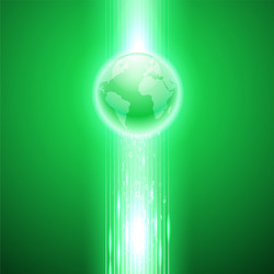 Green background with binary code to the globe vector