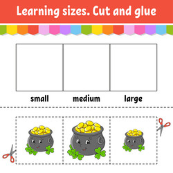 learning sizes cut and glue easy level color vector image