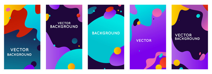 set of abstract backgrounds with bright gradient vector image