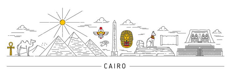 egypt silhouette cairo egyptian travel landmarks Vector Image