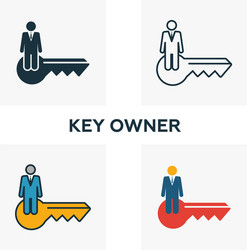 Key owner icon set four elements in different vector