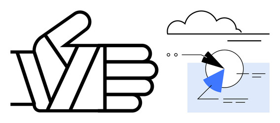 thumbs-up gesture with data visualization elements vector image