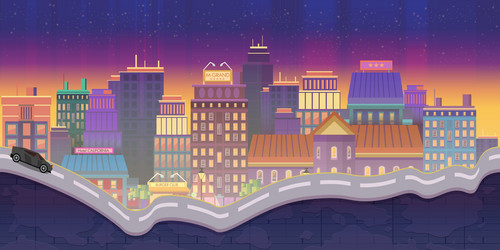 City for games night background vector