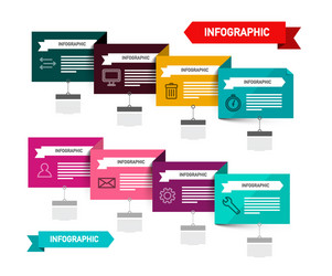 Colorful paper labels set with icons data flow vector