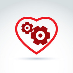 gears and cogs in a shape of heart system theme vector image