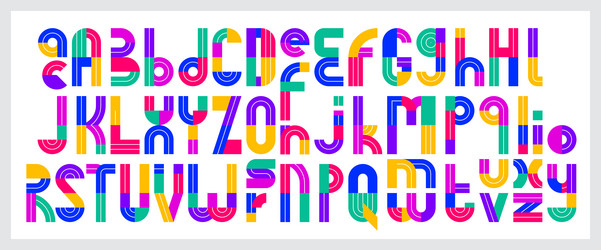 kids alphabet colorful geometric font letters vector