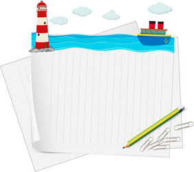 Paper design with ocean view vector