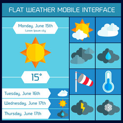 Weather ui flat design elements for web and mobile vector