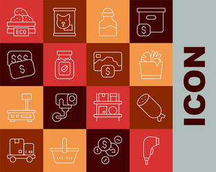 set line scanner scanning bar code salami sausage vector image