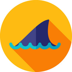 shark fin flat icon with long shadow vector