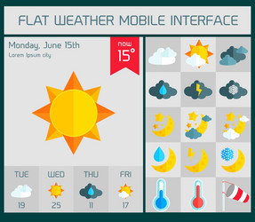 Weather ui flat design elements for web and mobile vector