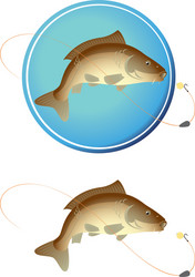 Fishing Hook with Carp Vector Image