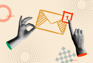 inbox mail message notification and hand in retro vector image