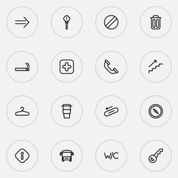 information icons line style set with wc bus vector image