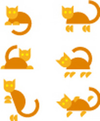 Set of funny orange cats in different poses vector