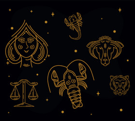 six zodiac symbols Vector Image