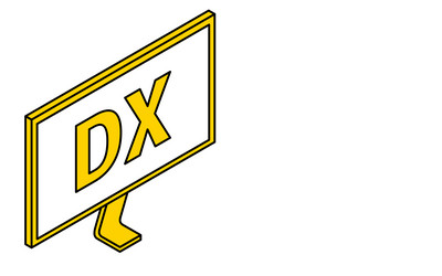dx text and computer monitor simple isometric vector image