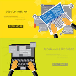 Flat concept of programming and coding vector