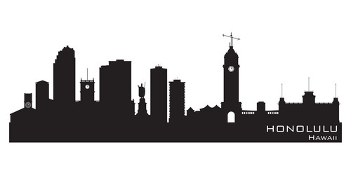 Honolulu City Skyline Silhouette Vector Image
