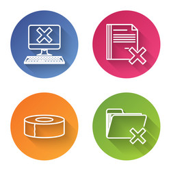 set line computer with keyboard and x mark delete vector image