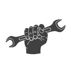 wrench in a hand retro style Vector Image