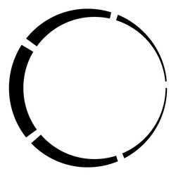 5 part section segmented circle abstract dashed vector