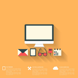 Flat abstract background with web icons interface vector