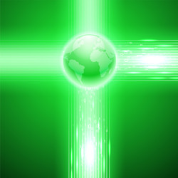 Green background with binary code to the globe vector