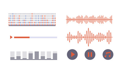 music equalizer sound wave and player app button vector