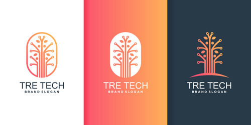 Tree tech logo with different element vector