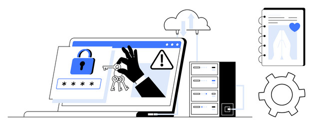 cybersecurity concept with key access password vector image