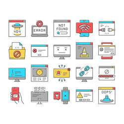 Not found web page collection icons set vector