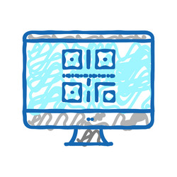 qr code on computer screen color icon vector image