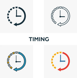 timing icon set four elements in different styles vector image