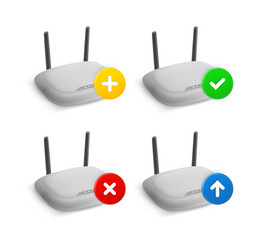 wifi router icon set with different pictograms 3d vector