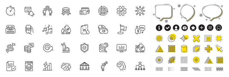 set of chat app co2 and wallet line icons for web vector image