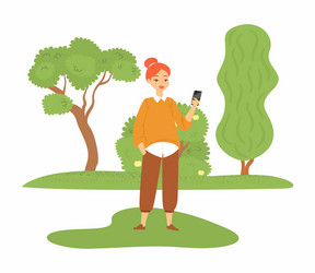 beautiful girl showing new smartphone young woman Vector Image