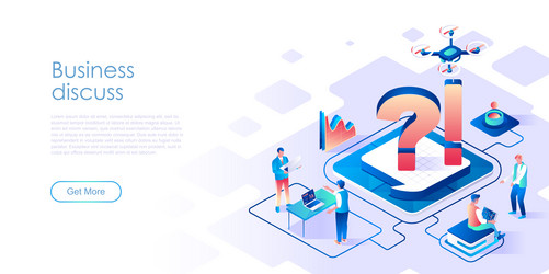 Business discuss isometric landing page vector